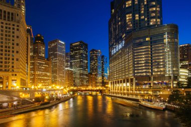 Illinois ABD 'de Chicago Nehri Skyline View