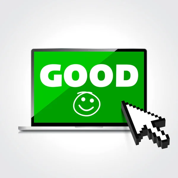 Good job, idea. display on High-quality laptop screen. Smile and — Stock Vector