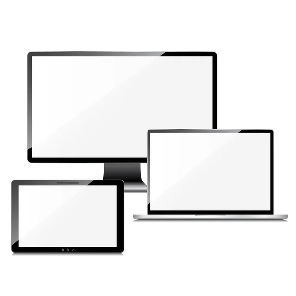 Conjunto de ecrãs em branco, isolados sobre fundo branco — Vetor de Stock