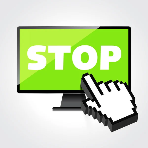 Stop word display on High-quality computer display, monitor scre — Stock Vector