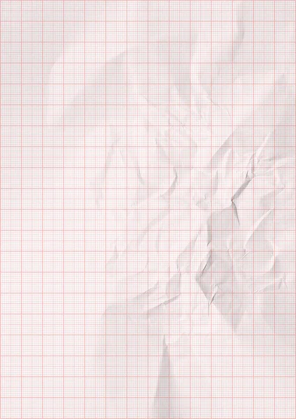 Vit skrynklade millimeter papper med röda linjer — Stockfoto