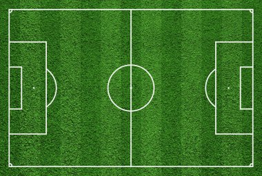 Üst görünümden futbol sahası veya futbol sahası yeşil çimen