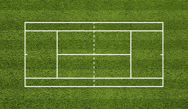 Tennisbaan. Bovenste weergaveveld. Groen gras — Stockfoto