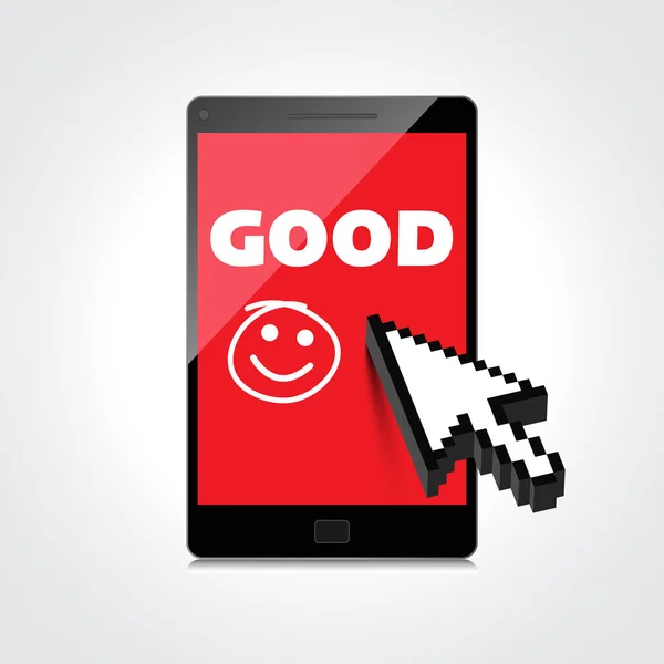 Bra jobbet, ide. visning på smarttelefon av høy kvalitet. Smil! – stockvektor