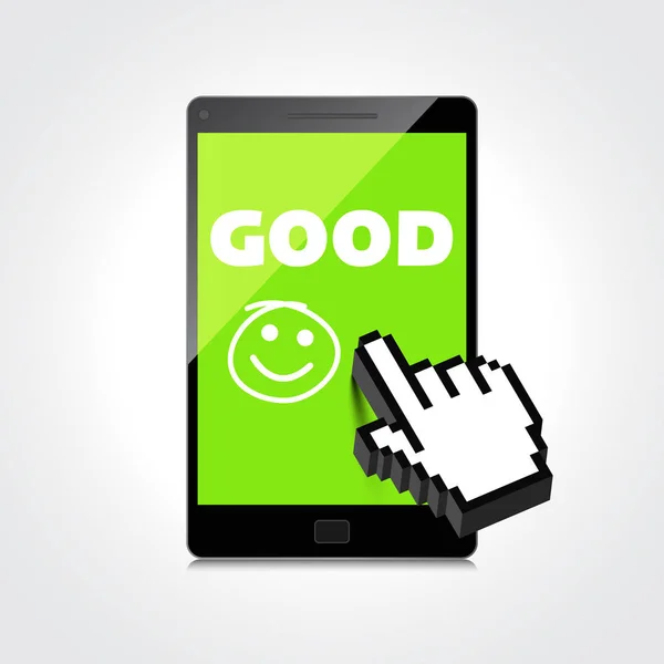 Good job, idea. display on High-quality smartphone screen. Smile — Stock Vector