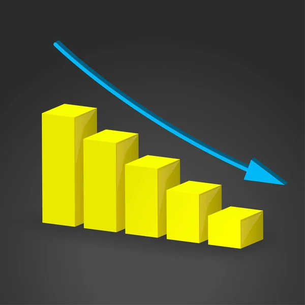 3D business decline graph. Vector business concept — Stock Vector