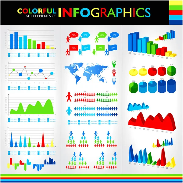 Farbenfrohe Infografiken und universelle Vektor-Symbole. — Stockvektor