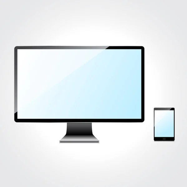 Conjunto de ecrãs azuis em branco, isolados sobre fundo branco — Vetor de Stock