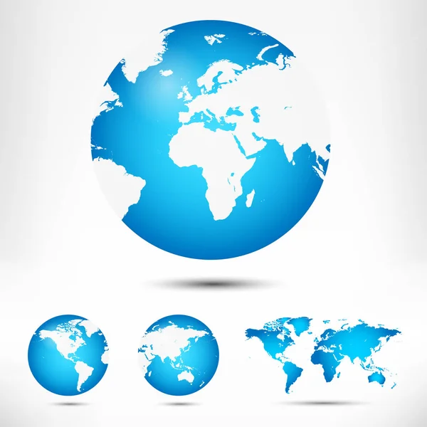 Wereld kaart en globe detail vectorillustratie. — Stockvector