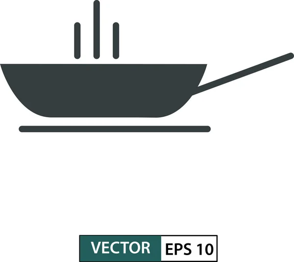 Ícone de frigideira. Estilo de linha. isolado em fundo branco. Vecto. — Vetor de Stock