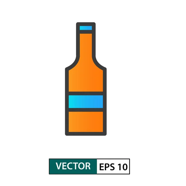 Vector ícone garrafa. Estilo colorido. Isolado em branco. Vetor Illu — Vetor de Stock