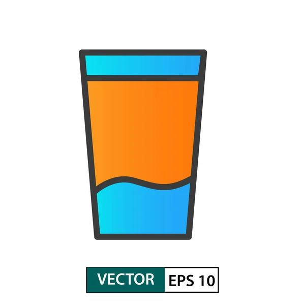 Glass cup icon vector. Colour style. Isolated on white. Vector I — Stock Vector