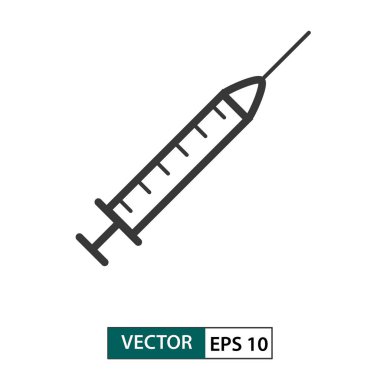 Enjeksiyon simgesi. Anahat stili. Vektör illüstrasyon EPS 10