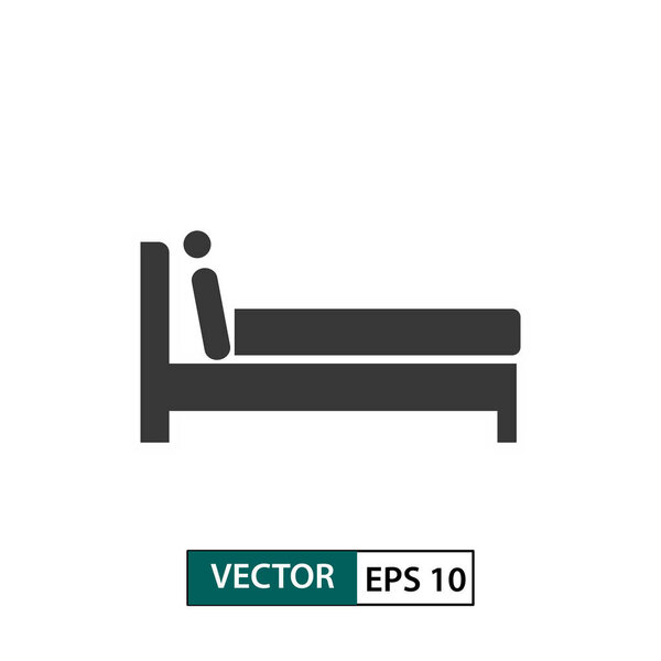 Man in bed icon. Isolated on white. Vector illustration EPS 10