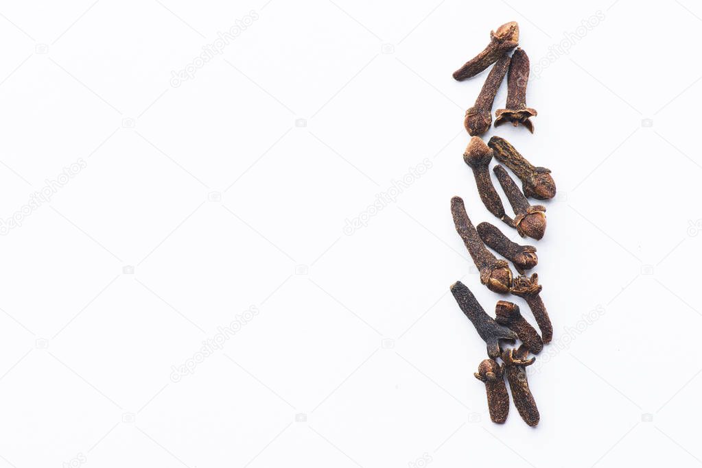 Dry cloves isolated on white background.