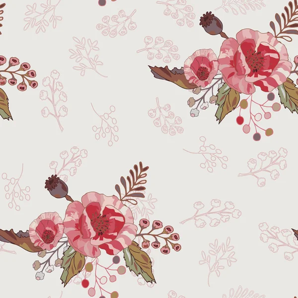 Texture Pavot Sans Fin Avec Design Floral Modèle Romantique Sans — Image vectorielle