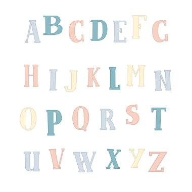 Çizilmiş vektör sorunsuz Abc doku şirin ve komik beyaz arka plan üzerinde alfabenin harfleri ile