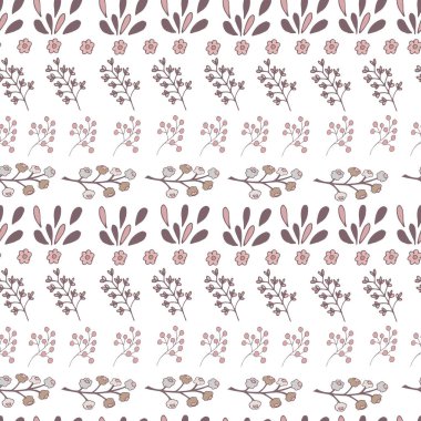Yaprak ve çiçek öğeleri ile sorunsuz çiçek doku. Sonsuz doodle desen