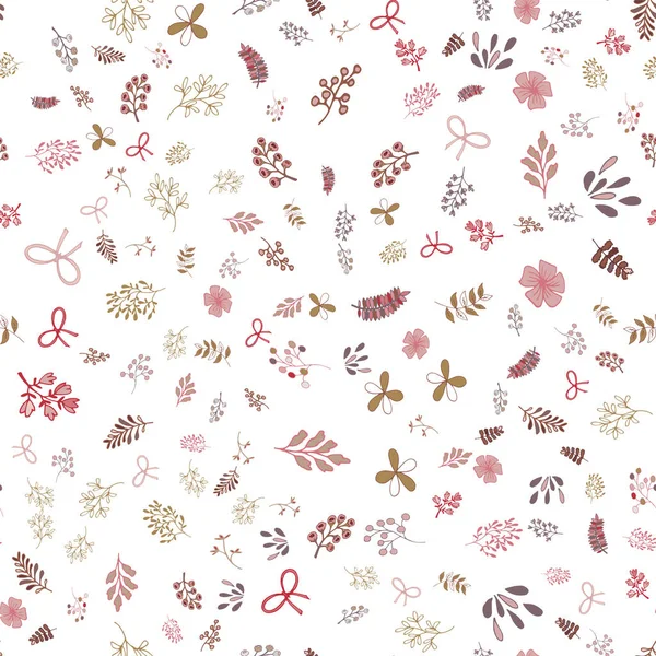 Textura Floral Sin Costuras Con Hojas Elementos Florales Patrón Garabatos — Vector de stock