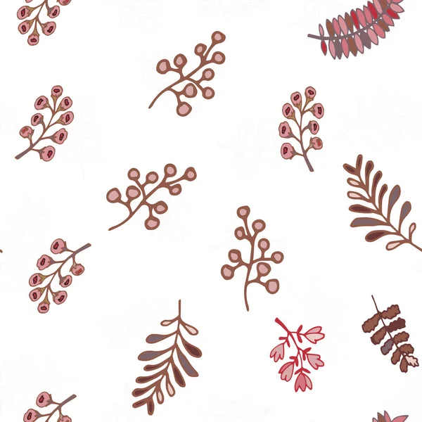 Nahtlose Blumige Textur Mit Blättern Und Blütenelementen Endloses Doodle Muster — Stockvektor