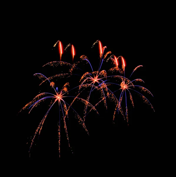 Erstaunliches Feuerwerk Isoliert Vor Dunklem Hintergrund — Stockfoto