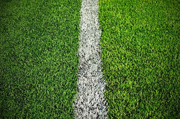 Groene Kunstgras Sportveld Met Witte Lijn — Stockfoto