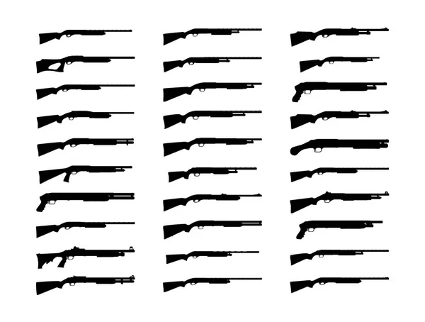 Shotguns Set Siluetă Ilustrație Vectorială Izolată Fundal Alb Eps10 — Vector de stoc