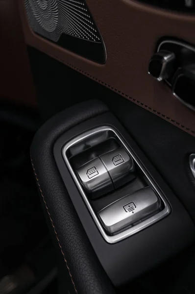 Window Control Buttons Business Car Interior Details — Stock Photo, Image