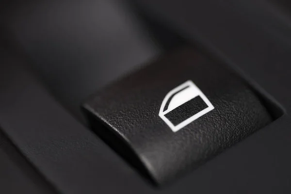 Przycisk Otwórz Ścisłej Kontroli Okno Samochodzie Szczegóły Wnętrza Makro — Zdjęcie stockowe