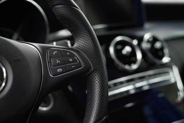 Car Interior Detail Control Buttons Steering Wheel — Stock Photo, Image