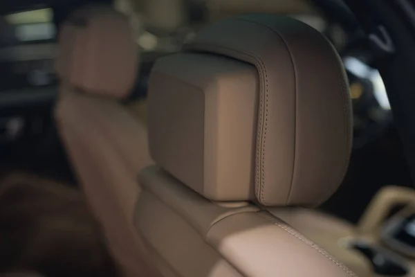 Detalle Interior Del Coche Moderno Recorte Cuero — Foto de Stock