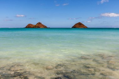 Kapalı lanikai beach, aka Moks, Oahu Hawaii Adaları
