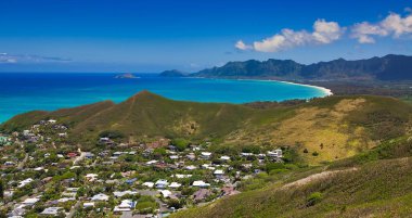 Hiking along the lanikai Pill Box trail in Honolulu Hawaii. clipart