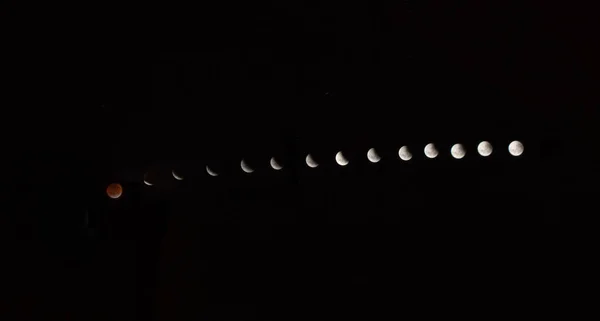 Eclipsa Totală Lună Compoziția Fazelor Sale — Fotografie, imagine de stoc
