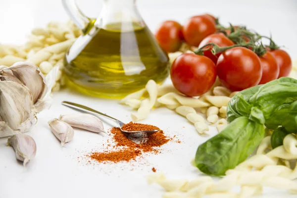 Close-up of italian typical pasta recipe: handmade durum wheat f