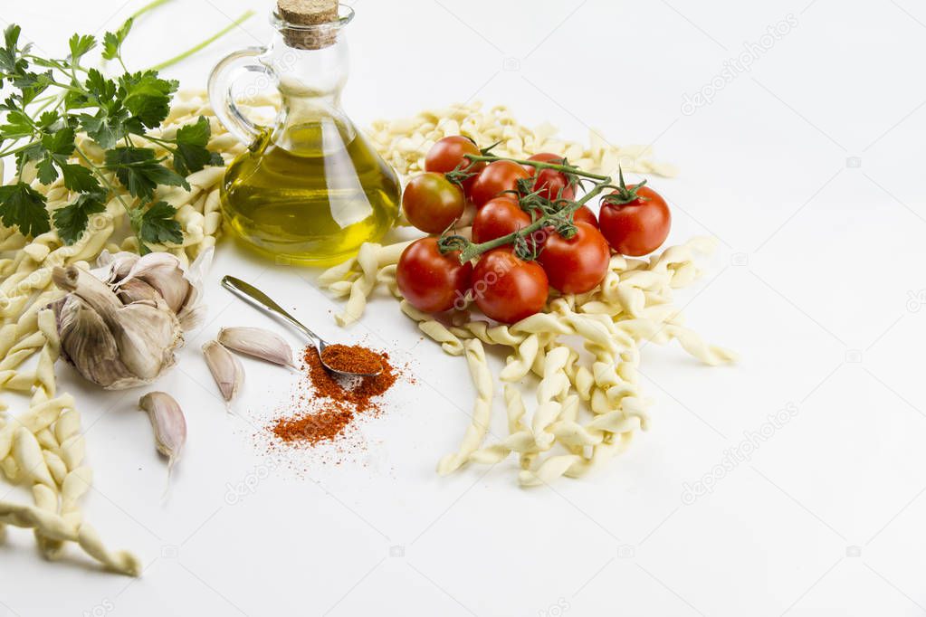 Close-up of italian typical pasta recipe: handmade durum wheat f