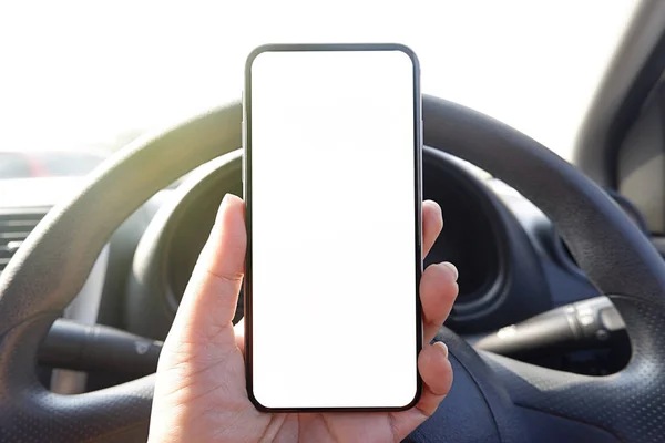 metin - reklam için boşluk arka plan resmi araba boş net ekran telefon tutarak sürücü el kadar alay.