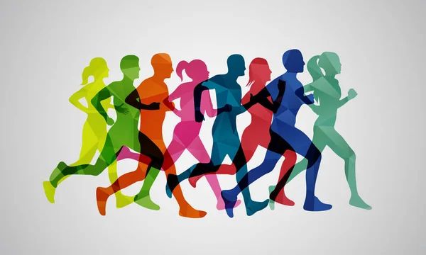Marathon Runners Vector Template — Stock Vector