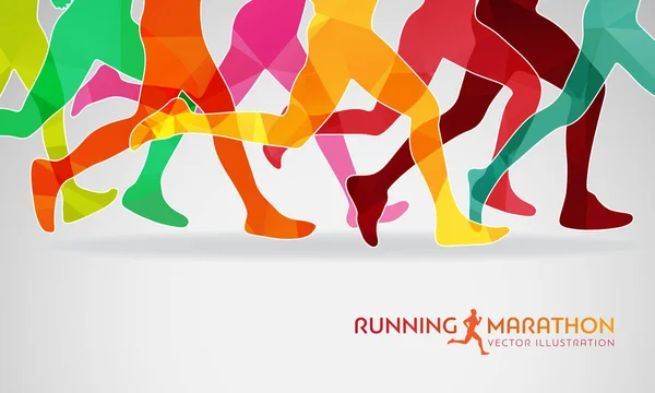 Corriendo Maratón Ilustración Vectorial — Vector de stock