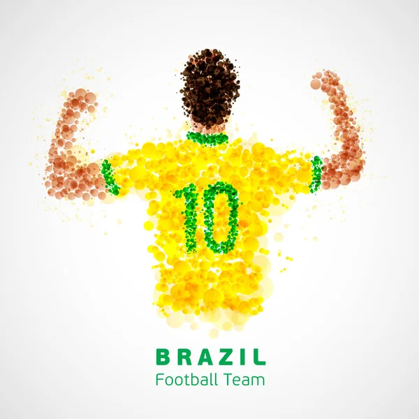 Brasiliansk fotbollsspelare fira ett mål scoring — Stock vektor