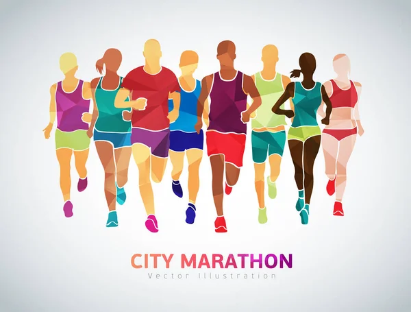 Hardlopen Marathon Kleurrijke Poster Vectorillustratie — Stockvector