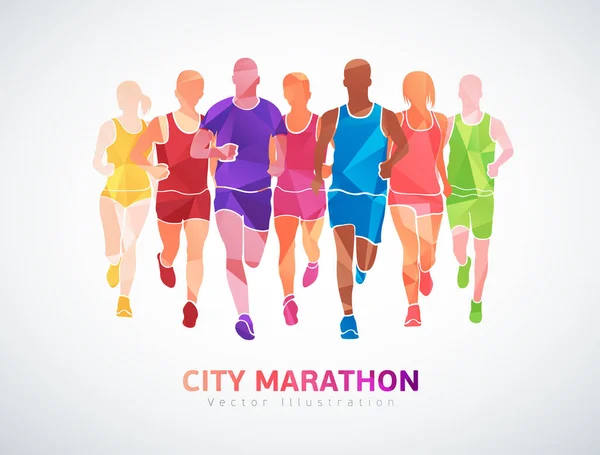 Corriendo Maratón Cartel Colorido Ilustración Vectorial Ilustración de stock