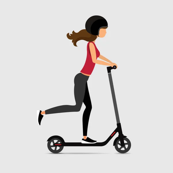 Vrouw Rijden Elektrische Scooter — Stockvector
