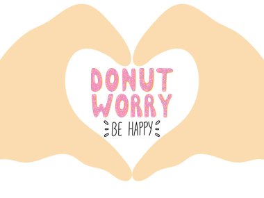 Endişe sevinme. Eller kalp poğaça yazı ile şirin tebrik kartı