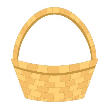 Hasır boş vektör sepet düz illüstrasyon izole,