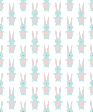 Sevimli tavşanlar ve mutlu Paskalya ile vektör seamless modeli.