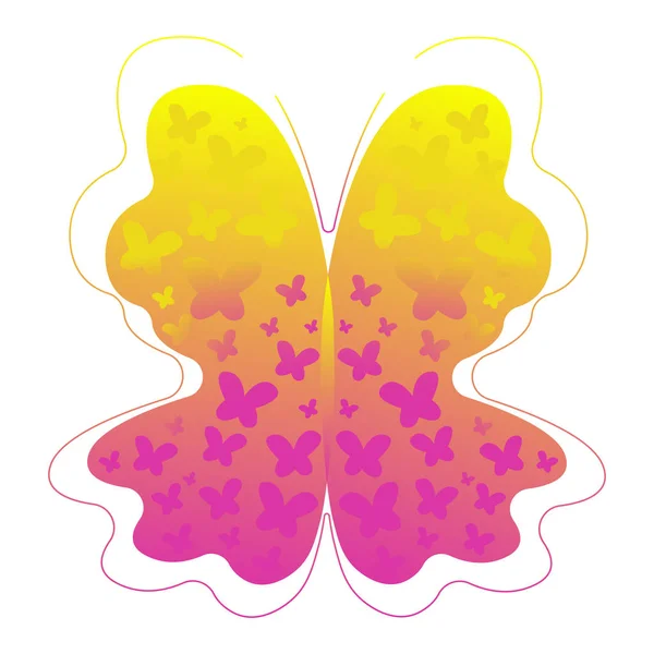 Una forma moderna mariposa abstracta. Forma abstracta degradada con elementos líquidos que fluyen. Recurso gráfico para el diseño de un logotipo, volante o presentación . — Vector de stock