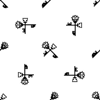 Vintage tuşları siyah ve beyaz vektör sorunsuz desen