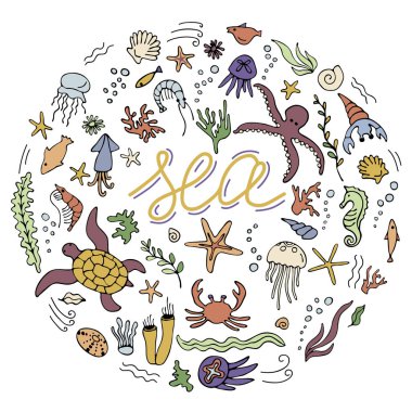 Deniz yazı daire doodle