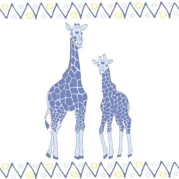 Giraffe mom and  baby pattern — Stock Vector